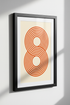 Retro Orange Figure 8 Wall Art Print, Mid Century Modern Abstract Poster, Endless Loop Infinity Graphic Home Decor