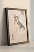 Corgi Wall Art Print, Happy Pembroke Welsh Corgi Poster, Oriental Dog Decor, Cute Puppy Home Hanging, Pet Lover Gift, Smiling Corgi Art