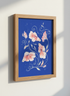 Pink Betta Fish Art Print | Blue Aesthetic Wall Decor, Nature Lover Gift