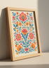 Mexican Folk Art Birds & Flowers | Vibrant Floral Botanical Wall Decor Poster Print