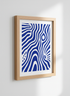 Abstract Topographic Lines Wall Art | Wavy Blue & White Pattern Poster