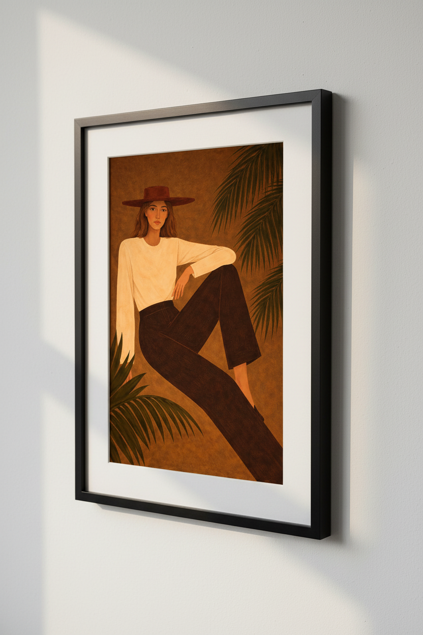 Minimalist Boho Woman Wall Art Print | Mid Century Modern Decor | Aesthetic Poster for Living Room &amp; Bedroom