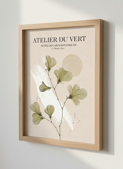 Natural Botanical Gallery Wall Art | Beige Green Decor | Parisian Herbarium Poster