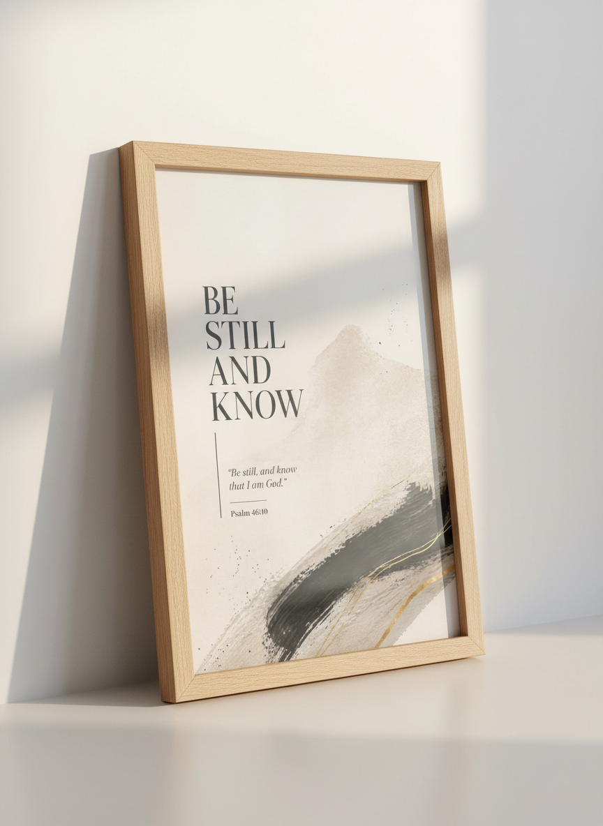 Be Still And Know Psalm 46:10 Wall Art Print | Minimalist Christian Decor