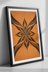 Abstract Floral Mandala Wall Art Print | Mid-Century Modern Boho Home Decor | Orange Black Geometric Flower Poster Wall Hanging