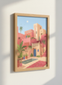 Bohemian Moroccan Courtyard Wall Art Print | Boho Bedroom Decor | Mediterranean Travel Poster | Pink Desert Landscape Aesthetic