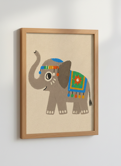 Nursery Elephant Wall Art Print | Boho Kids Room Decor | Whimsical Animal Poster | Cute Nursery Art | Baby Shower Gift