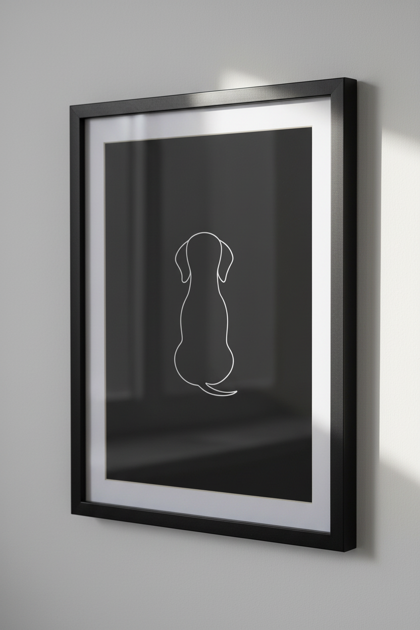 Minimalist Dog Line Art Print | Dachshund Wall Art Poster | Modern Pet Home Decor | Black &amp; White Animal Outline Art Print