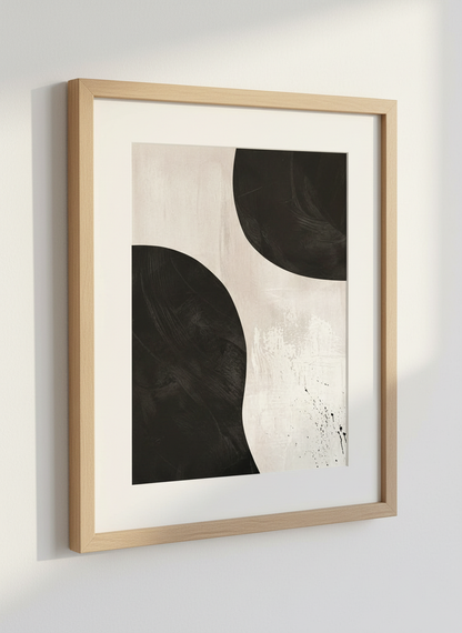 Abstract Black Beige Wall Art | Minimalist Neutral Poster Print | Modern Home Decor