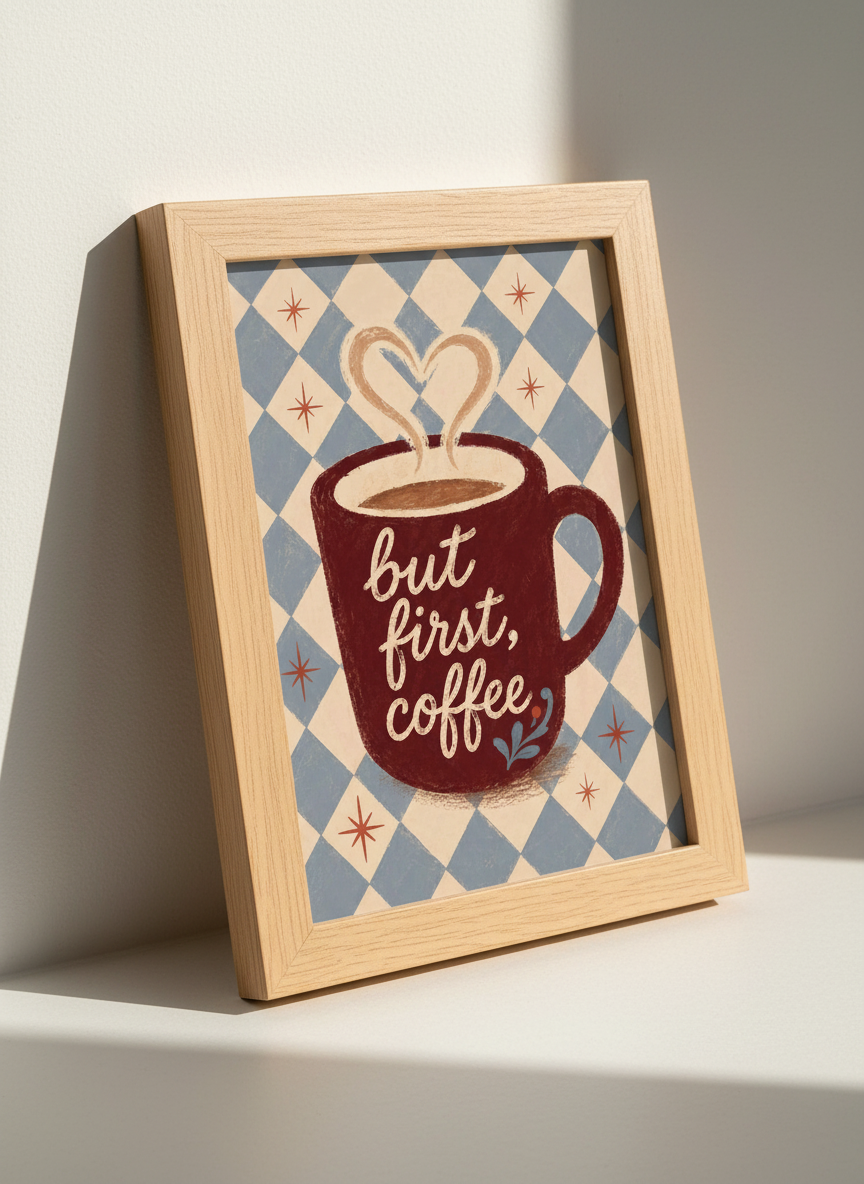 Retro Coffee Art Print | Kitchen Decor, Aesthetic Cafe Lover Gift, Vintage Coffee Poster