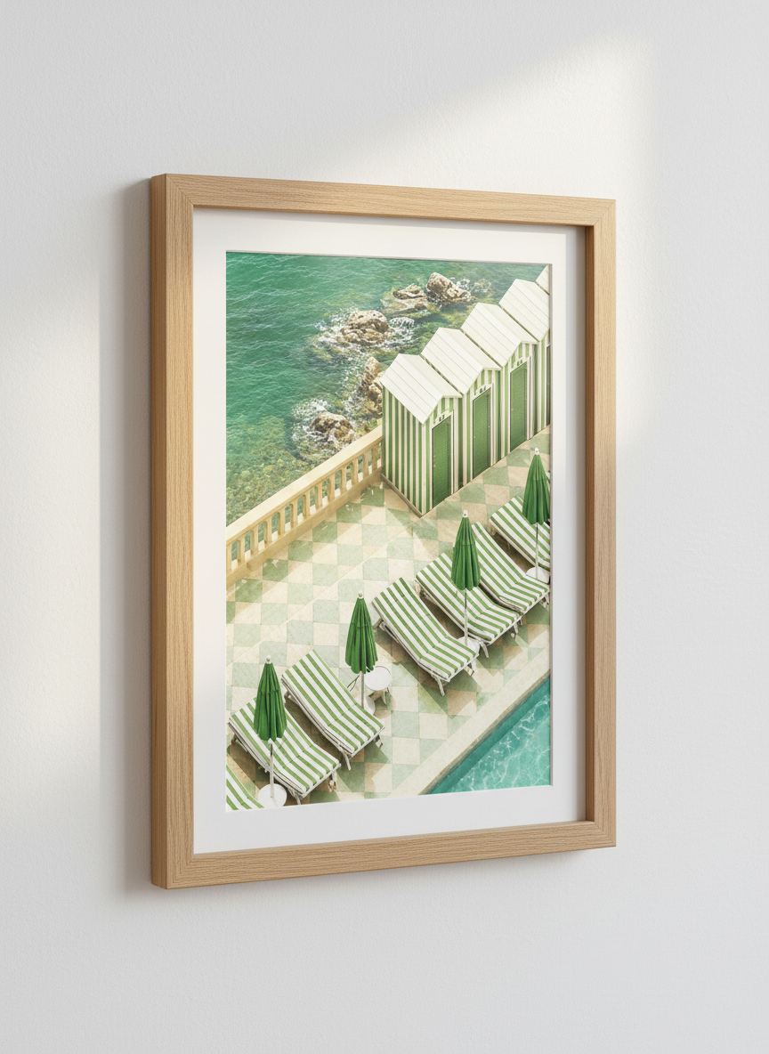 Coastal Beach House Wall Art Print | Midcentury Modern Bathroom Decor | Vintage Resort Poster | Retro Summer Landscape