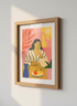 Abstract Woman Portrait Art Print | Boho Decor, Vibrant Wall Art | Mid Century Modern
