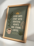 Good Days Gratitude Art | Coffee Lover Green Kitchen Decor | Boho Quote Poster