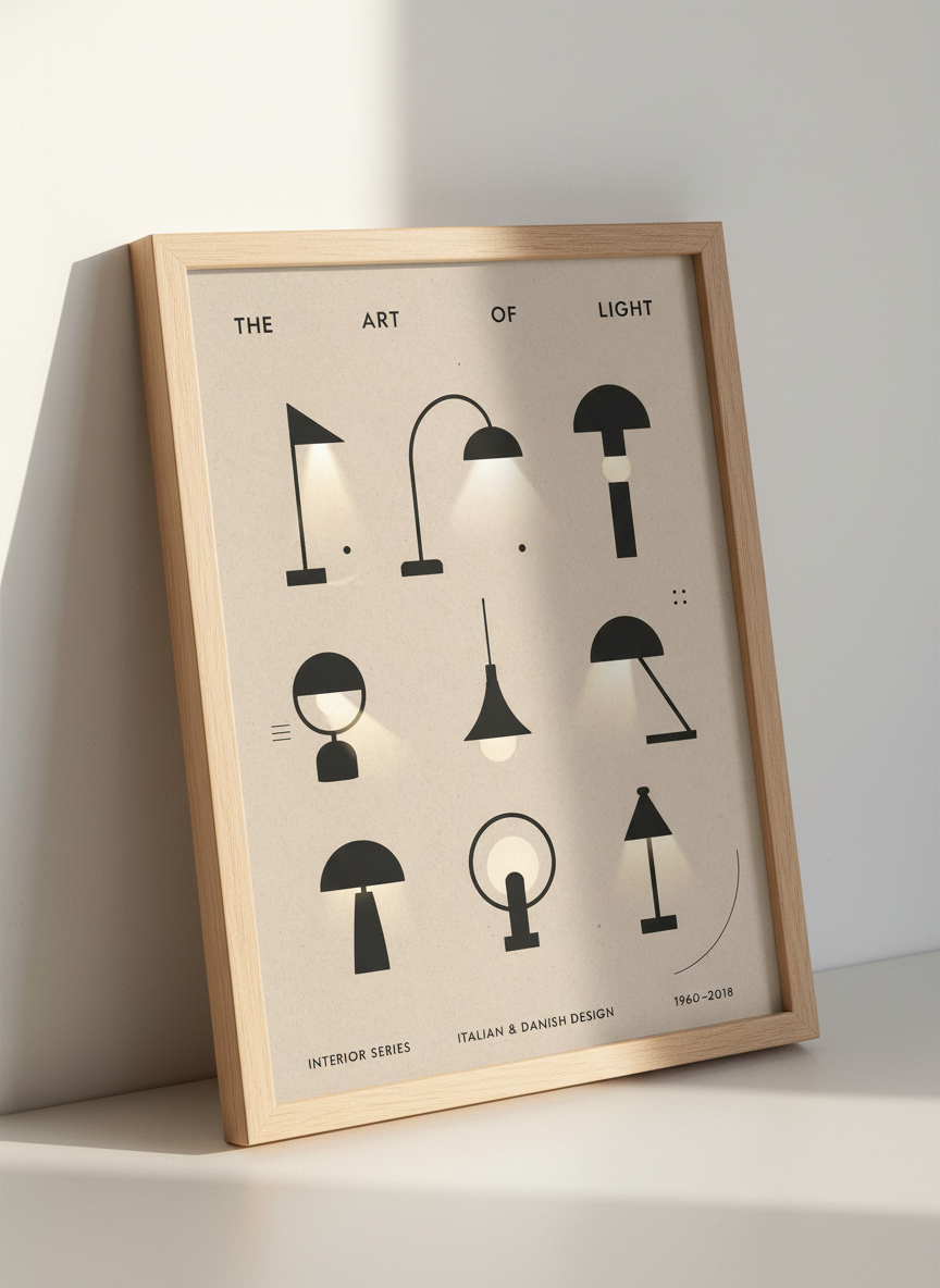 Minimalist Lamp Wall Art | Mid Century Modern Scandinavian Design Decor | Gift for Home