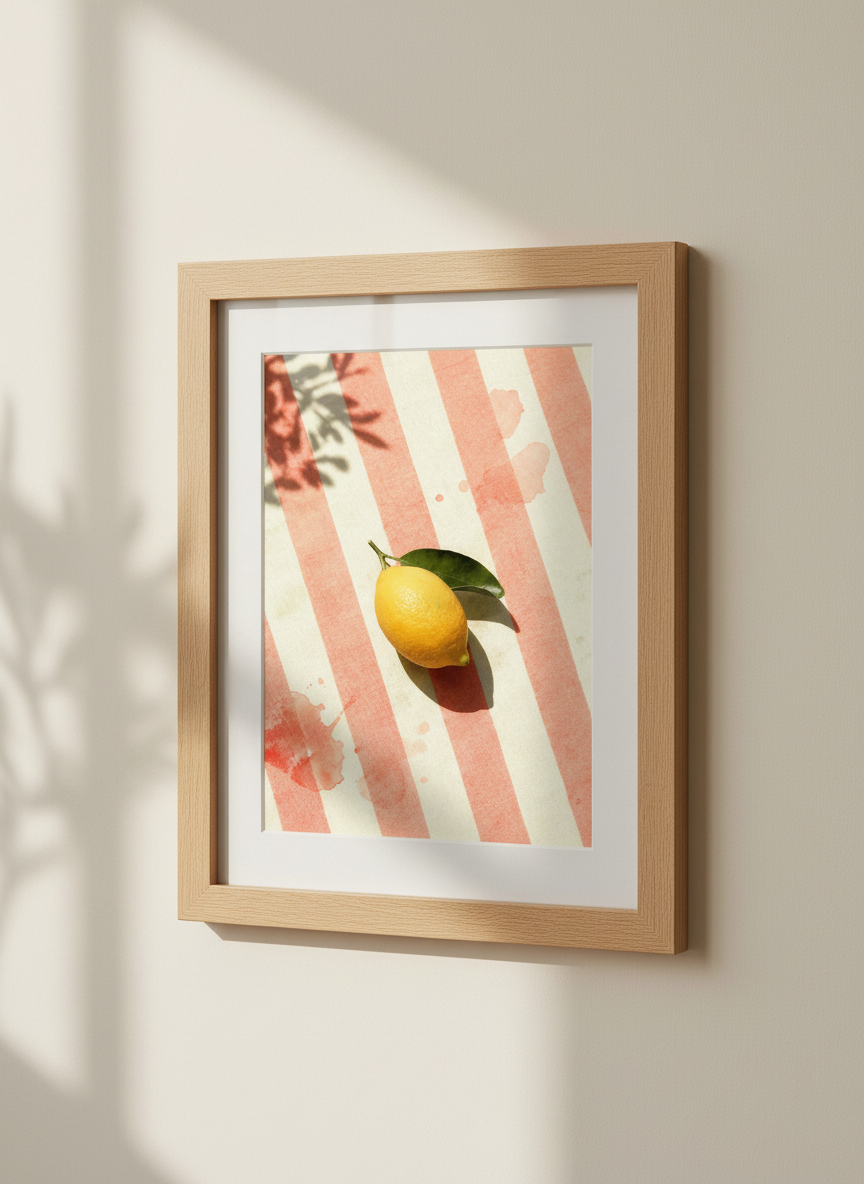 Lemon Still Life Art | Sunny Kitchen Decor, Botanical Print | Vibrant Summer Poster