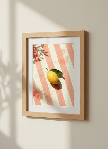 Lemon Still Life Art | Sunny Kitchen Decor, Botanical Print | Vibrant Summer Poster