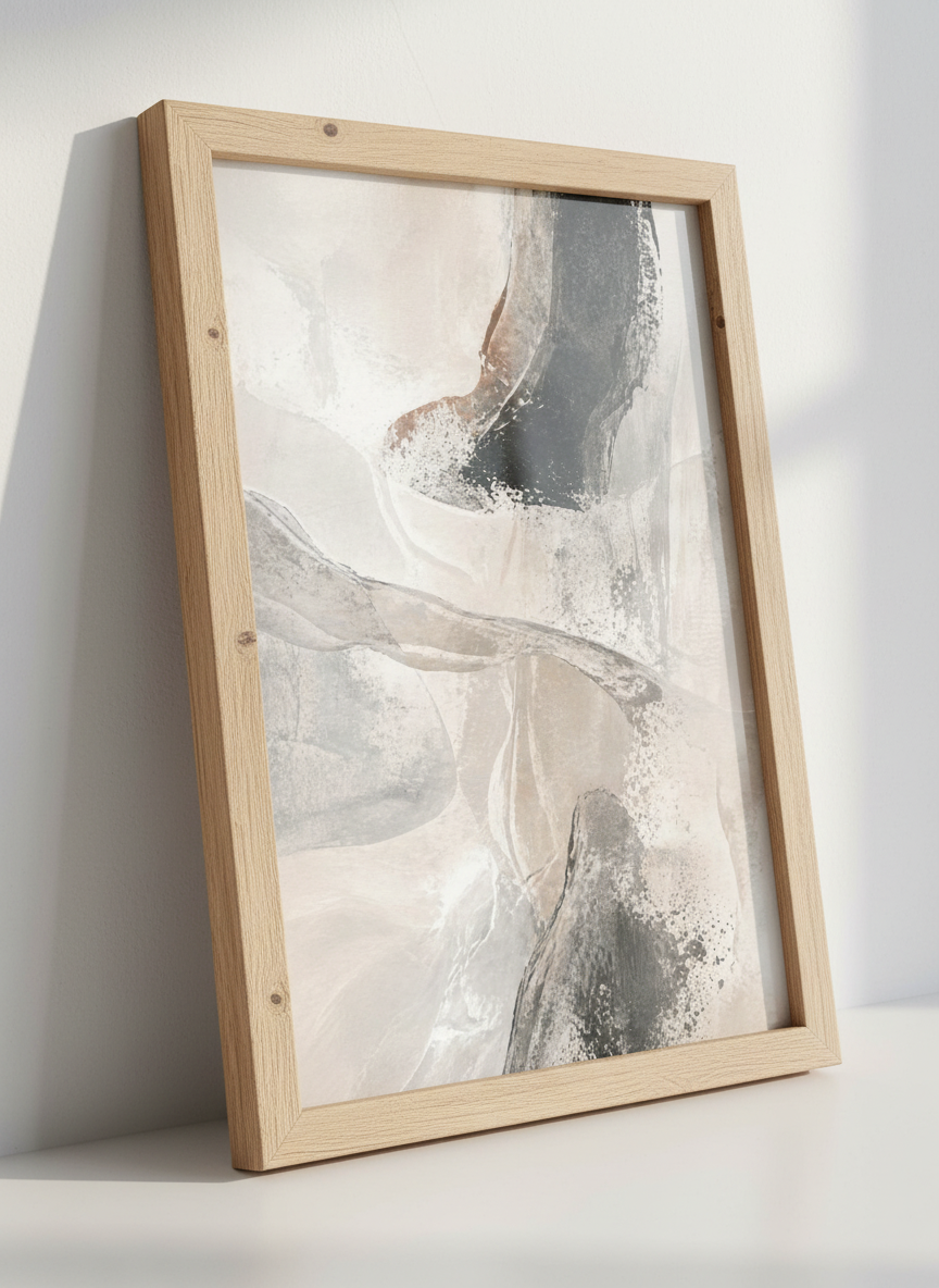 Abstract Organic Wall Art Print | Modern Living Room Decor | Neutral Aesthetic Poster | Minimalist Art | Earthy Grey Beige Black