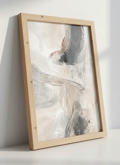 Abstract Organic Wall Art Print | Modern Living Room Decor | Neutral Aesthetic Poster | Minimalist Art | Earthy Grey Beige Black