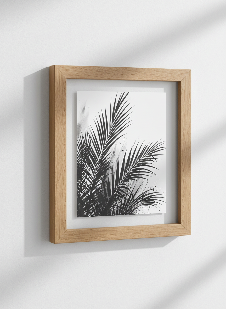 Minimalist Palm Leaf Wall Art | Black &amp; White Tropical Print, Abstract Decor | Boho Poster