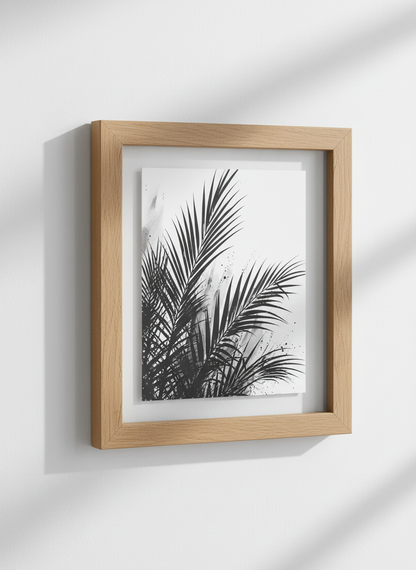 Minimalist Palm Leaf Wall Art | Black &amp; White Tropical Print, Abstract Decor | Boho Poster