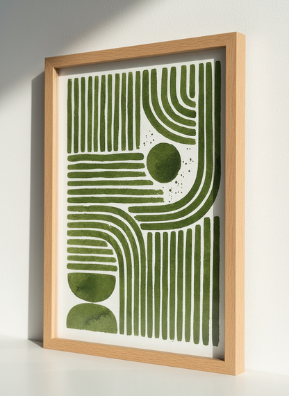 Abstract Boho Arch Print | Green Mid Century Modern Wall Art | Organic Shapes Decor