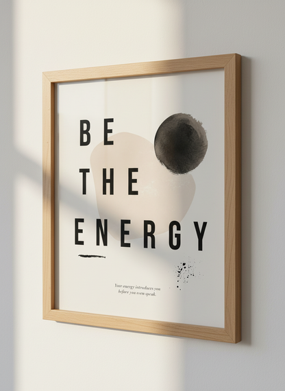 Be The Energy Quote Wall Art | Boho Neutral Living Room Decor | Motivational Print