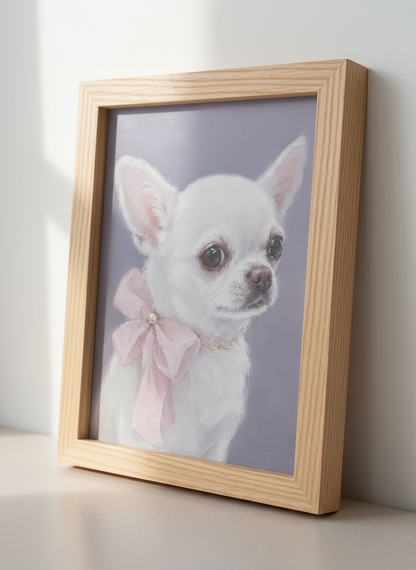 Chic Realistic Chihuahua Puppy Wall Art Print | Nursery &amp; Pet Lover Decor | Soft Pastel Aesthetic Poster Gift