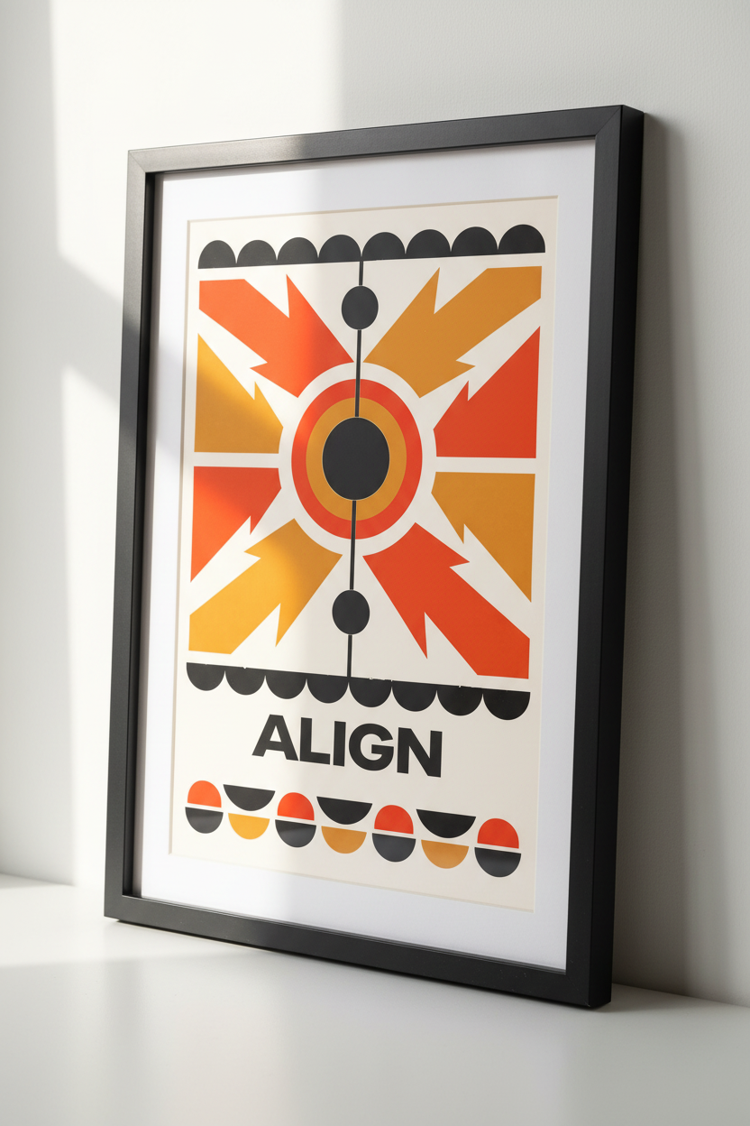 Abstract Align Wall Art Print | Mid-Century Modern Home Decor | Geometric Target Red Orange Yellow Poster | Unframed Art Print