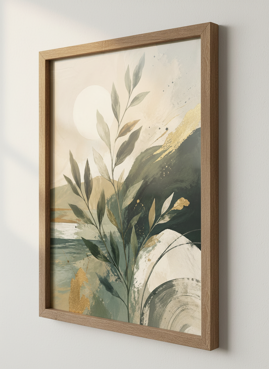 Abstract Botanical Art | Earth Tone Leaves Wall Decor | Modern Forest Poster Print