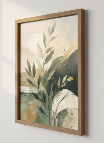 Abstract Botanical Art | Earth Tone Leaves Wall Decor | Modern Forest Poster Print