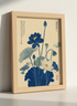 Zen Blue Lotus Flower Art Print | Japanese Aesthetic Wall Decor | Botanical Poster
