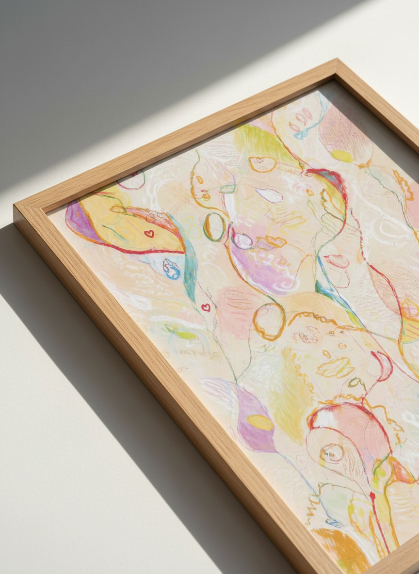 Abstract Organic Forms Wall Art Print | Pastel Living Room Decor | Whimsical Colorful Nursery Poster | Modern Eclectic Bedroom Art