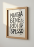 Italian Quote Wall Art | Kitchen Decor, Minimalist Black & White Print