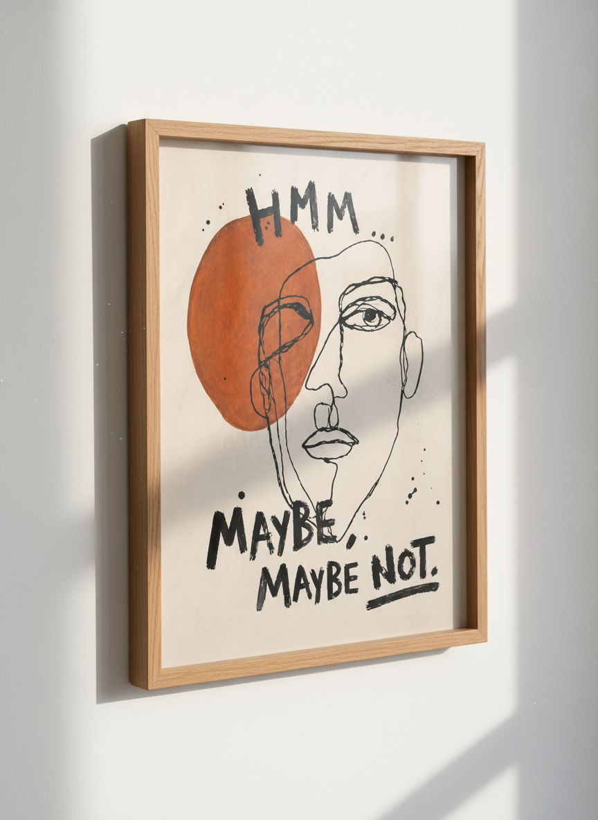 Abstract Face Line Art Print | Living Room Decor | Modern Minimalist Quote Poster