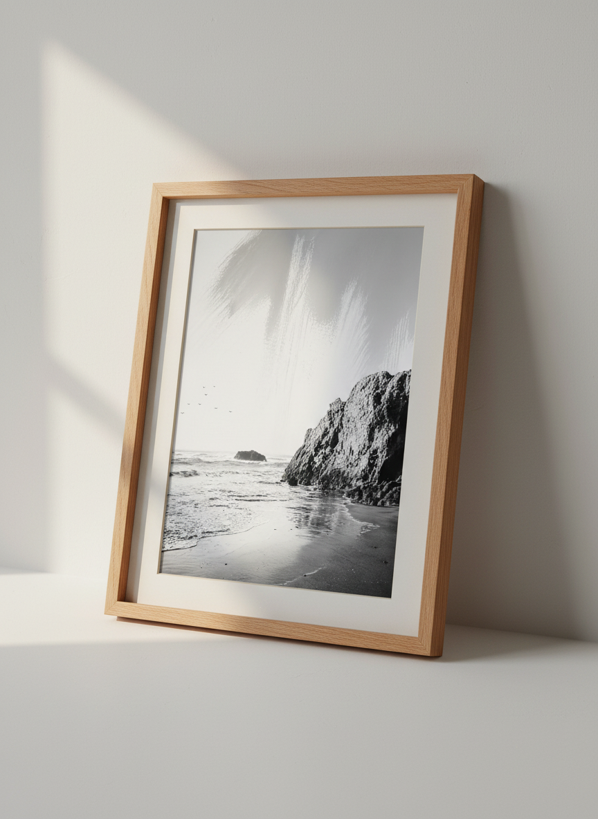 Abstract Coastal Beach Wall Art | Black and White Seascape Decor | Modern Ocean Poster