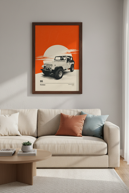 Retro 1994 Jeep Wrangler Art | Clueless Movie Poster, 90s Aesthetic Decor