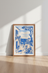 Mediterranean Coastal Wall Art Print | Blue Sketch Summer Decor | Travel Poster