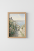 Coastal Village Landscape Wall Art | Impressionist Seaside Decor | Pastel Beach House