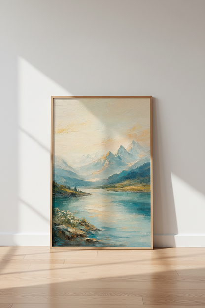 Mountain Landscape Wall Art Print | Living Room Decor | Impressionist Nature Poster