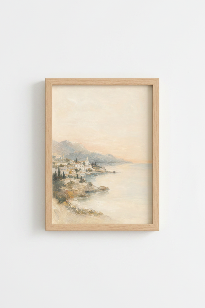 Pastel coastal art | Impressionist Seascape, Seaside Village Decor | Living Room