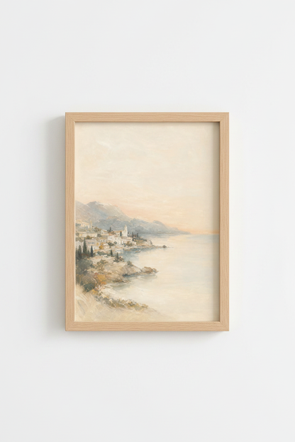 Pastel coastal art | Impressionist Seascape, Seaside Village Decor | Living Room