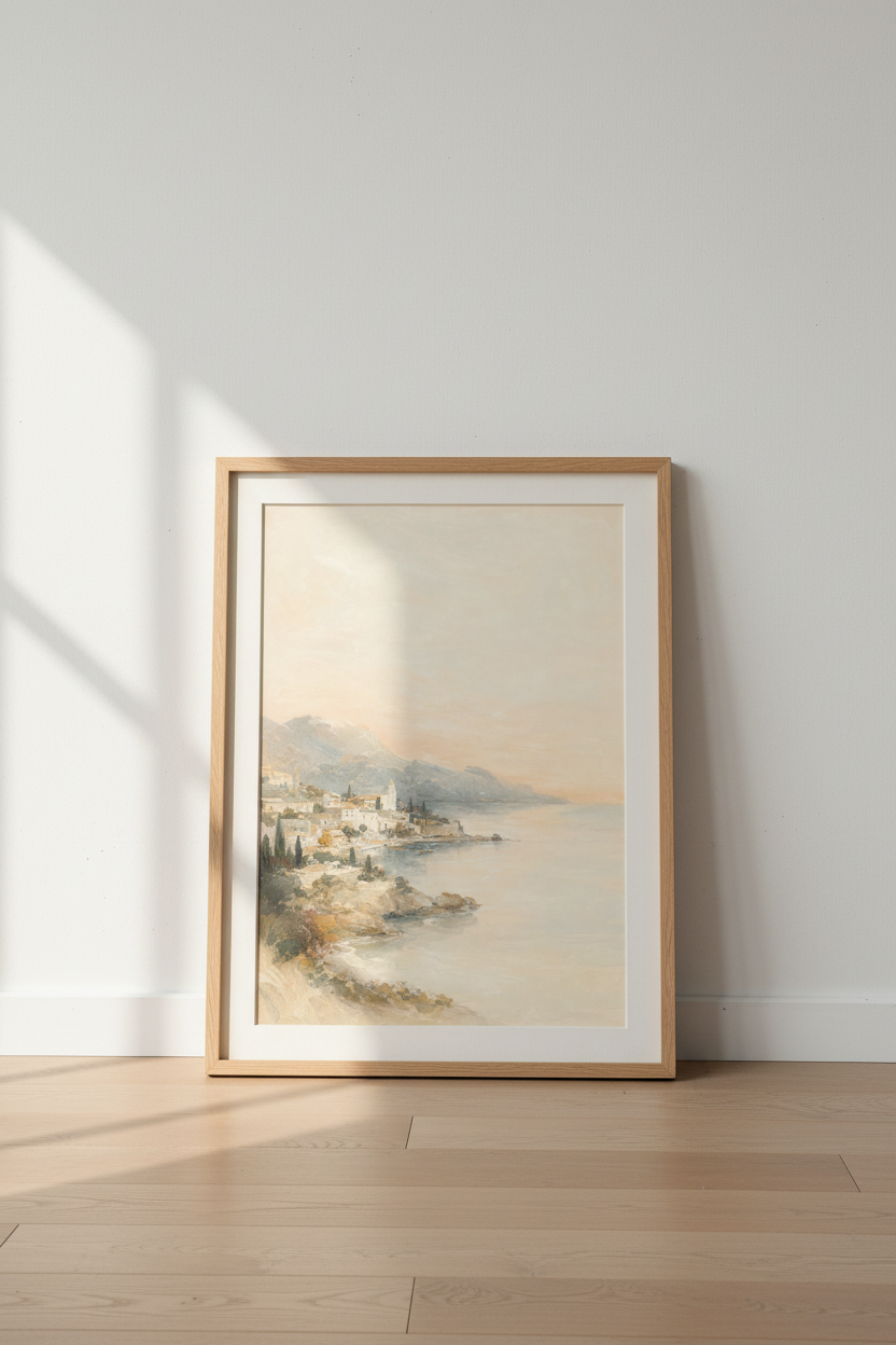 Pastel coastal art | Impressionist Seascape, Seaside Village Decor | Living Room