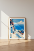Santorini Greece Wall Art Print | Coastal Blue & White Decor | Mediterranean Poster