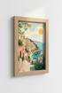 Amalfi Coast Italy Art Print | Mediterranean Coastal Poster | Pastel Travel Wall Art