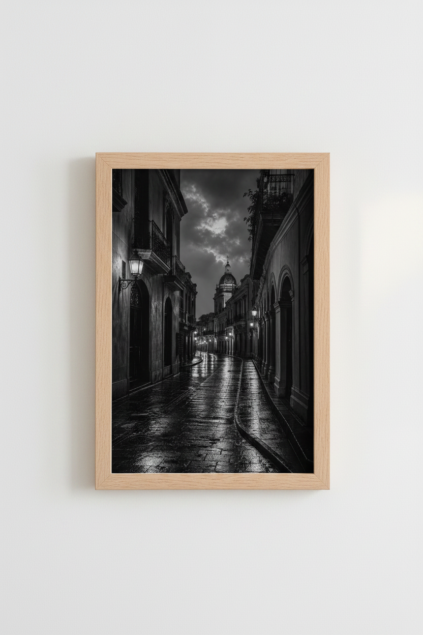 Gothic Cityscape Wall Art Print | Noir Dark Academia Decor | Moody Street Poster