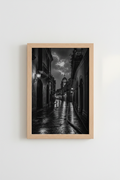 Gothic Cityscape Wall Art Print | Noir Dark Academia Decor | Moody Street Poster