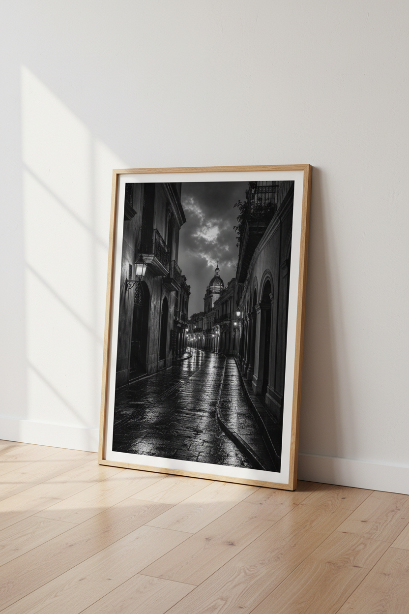 Gothic Cityscape Wall Art Print | Noir Dark Academia Decor | Moody Street Poster