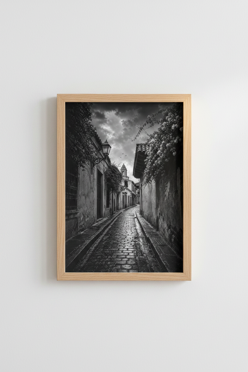 Dark Academia Wall Print | Gothic European Alley, Moody Home Decor Poster