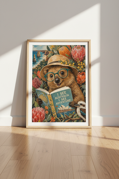 Quokka Australia Art Print | Whimsical Animal Poster, Nursery &amp; Travel Decor