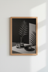 Palm Leaf Still Life Art | Minimalist Black and White, Modern Living Room Decor